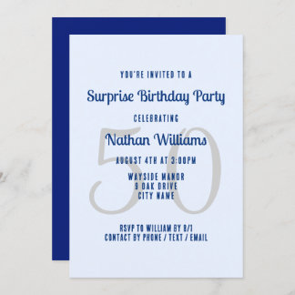 Invitation Sa surprise fête d'anniversaire Marine Blue Invita