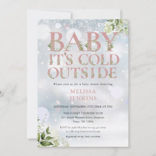 Invitation Sa verdure froide à l'extérieur Hiver Rose Bébé Sh