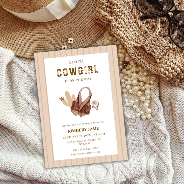 Invitation Sable Beige Boho Western Cactus Cowgirl Baby showe (Sand Beige Boho Western Cactus Cowgirl Baby Shower Invitation)
