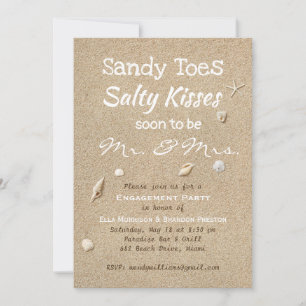 Invitation Sable de plage et typographie blanche