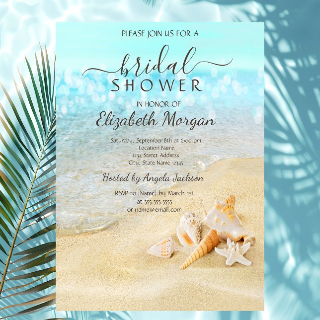 Invitation Sable de Plage Mer Coquillages Réception de Mariag (Créateur téléchargé)