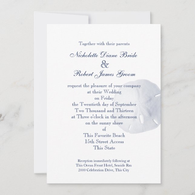 Invitation Sable Dollar Marine Mariage bleu (Devant)