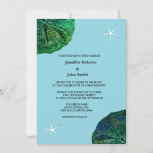 Invitation Sable Dollar Sanddollar Plage Starfish Blue Mariag