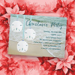 Invitation Sable Dollars Noël Fête Plage Thème<br><div class="desc">Des ornements en dollars de sable,  une invitation à la fête de Noël sur le thème de la plage. Customisez des polices modernes au-dessus de l'image de bord de mer.</div>