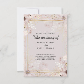 Invitation Sable et mariage romantique naturel