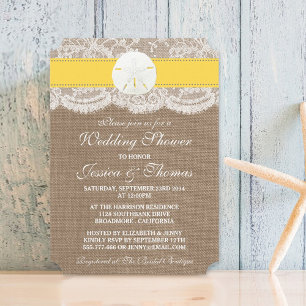 Invitation Sable Jaune Dollar Plage Mariage Douche