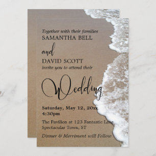 Invitation Sable & Mousse Beach Photo, Typographie Mariage 1