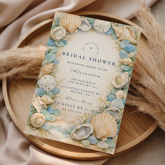 Invitation Sable Rivages Fête de Mariage Coquillage (Créateur téléchargé)