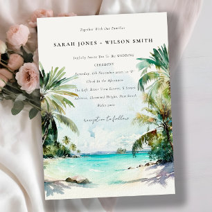 Invitation Sable tropical Palm Trees Mariage + Détails