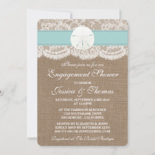 Invitation Sable Turquoise Dollar Plage Fiançailles Douche