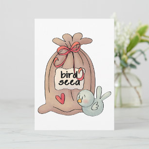 Invitation Sac à graines d'oiseaux avec cou et coeur