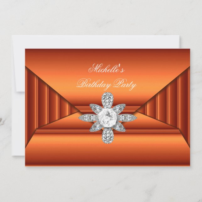 Invitation Sac à main de fête d'anniversaire en bronze orange (Devant)