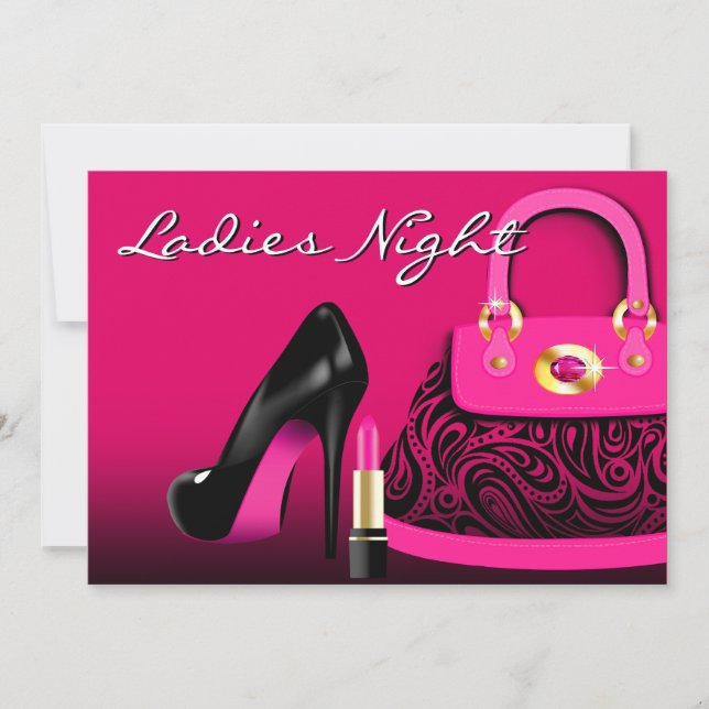 Invitation Sac à main de luxe Talons hauts et Nuit des dames  (Devant)