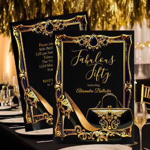 Invitation Sac à main Fabulous Fifty Black Gold talon haut Ge