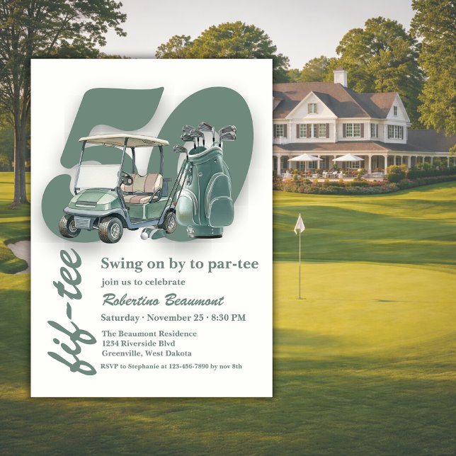 Invitation Sac Cadeaux de Golf Vert Classique 50e Anniversair (Créateur téléchargé)