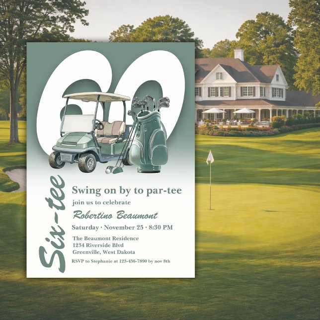 Invitation Sac Cadeaux de Golf Vert Classique 60e Anniversair (Créateur téléchargé)