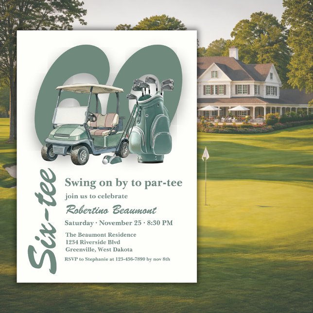 Invitation Sac Cadeaux de Golf Vert Classique 60e Anniversair (Créateur téléchargé)