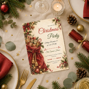 Invitation Sac vintage du Père Noël pour la fête de Noël