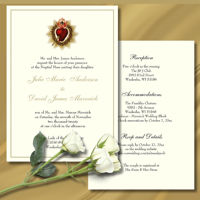 Invitation Sacré Coeur de Jésus Mariage catholique Combo (Créateur téléchargé)