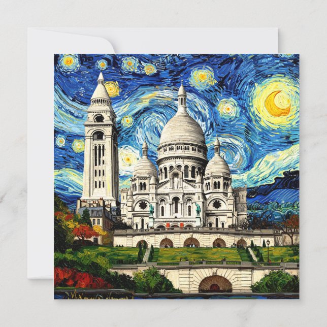 Invitation Sacre-Coeur Paris France Starry Night (Dos)