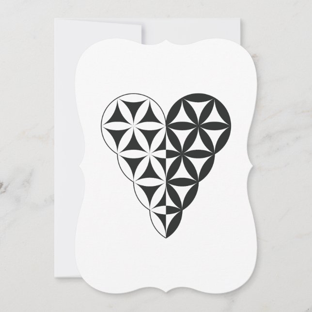 Invitation Sacred Heart - Coeur de vie, Dual-Wh/Bl. (Devant)