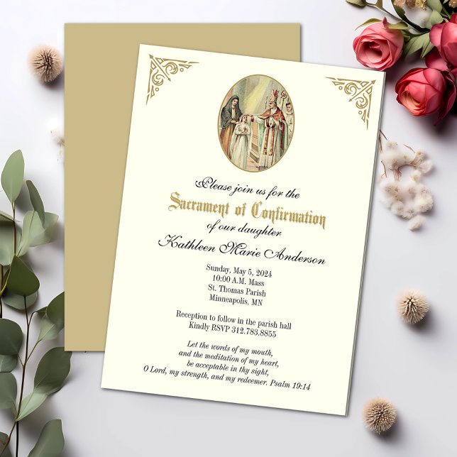 Invitation Sacrement de la fille de confirmation religieuse c (Easy to personalize!)