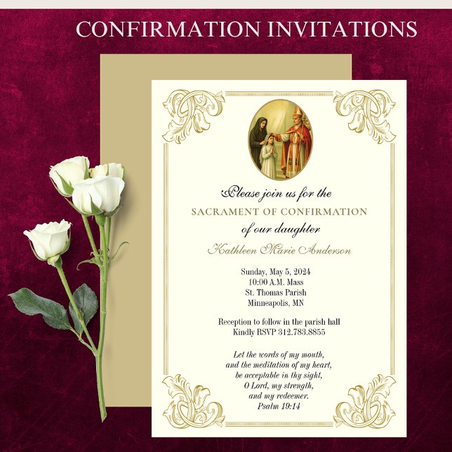 Invitation Sacrement de la fille de confirmation religieuse c (Créateur téléchargé)