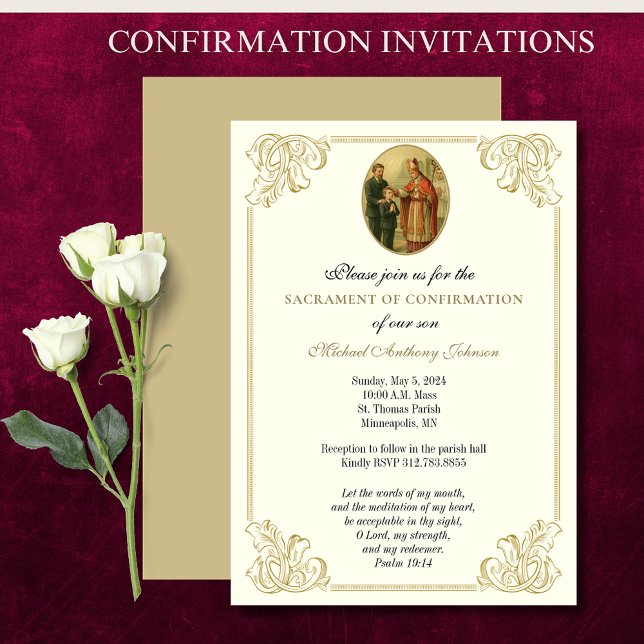 Invitation Sacrement du garçon de confirmation religieuse cat (Créateur téléchargé)