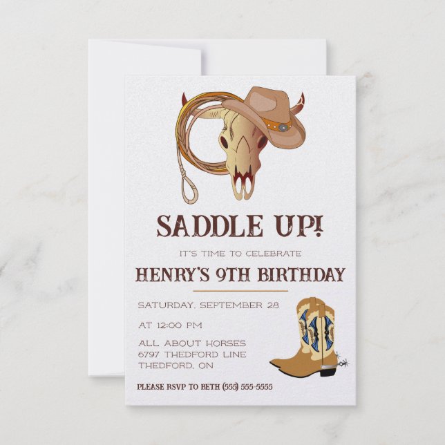 Invitation Saddle Up ! Il est temps de fêter ça ! Anniversair (Devant)