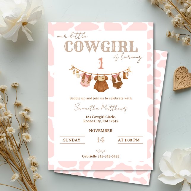 Invitation Saddle Up Pink Cowgirl Western Birthday (Saddle Up! Pink Cowgirl Western Birthday Invitation)