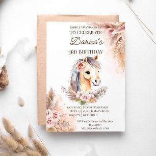 Invitation Saddup cheval cowgirl chevaux pony fête d'annivers