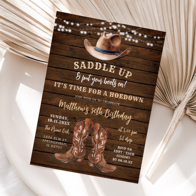 Invitation Saddup Cowboy Boots Rustic Birthday Hodown (Créateur téléchargé)