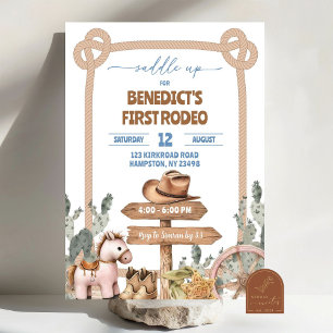 Invitation Saddup Cowboy First Rodeo Birthday Boy