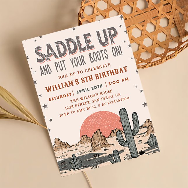 Invitation Saddup Cowboy Western Birthday Country Boots (Créateur téléchargé)