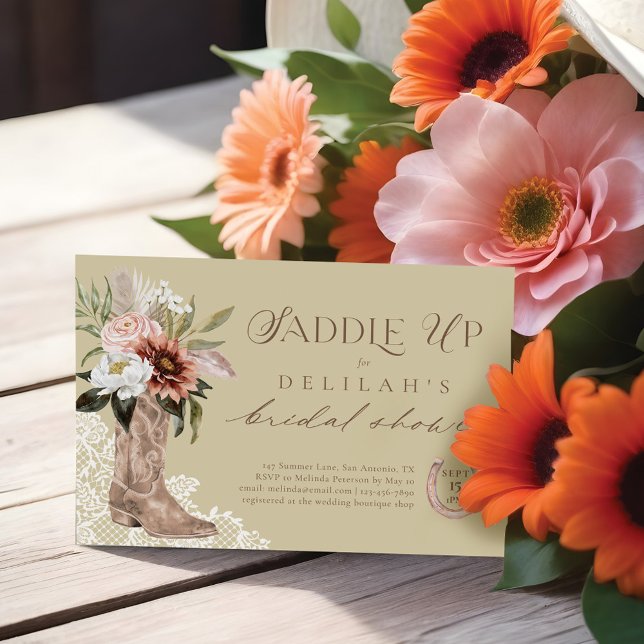 Invitation Saddup Cowgirl Boot Western Fête des mariées (Saddle Up Cowgirl Boot Western Bridal Shower Invitation)