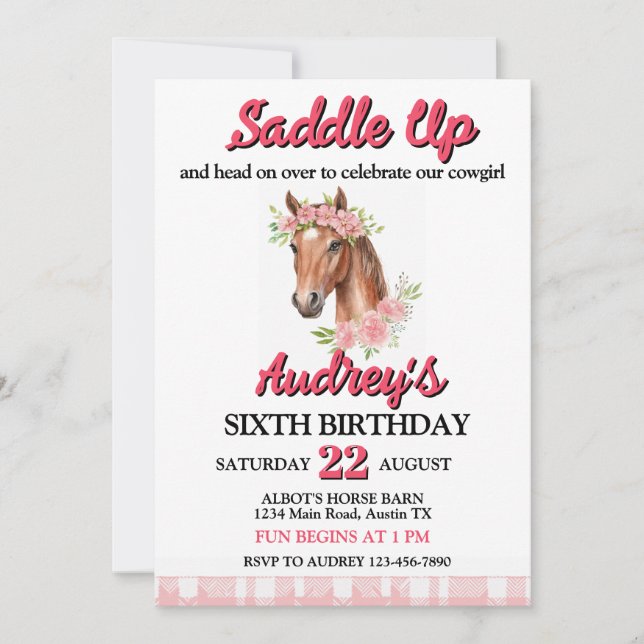 Invitation Saddup Girls Western Anniversaire (Devant)