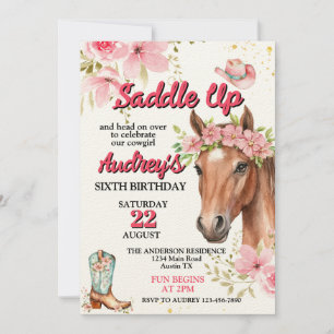Invitation Saddup Girls Western Brithday