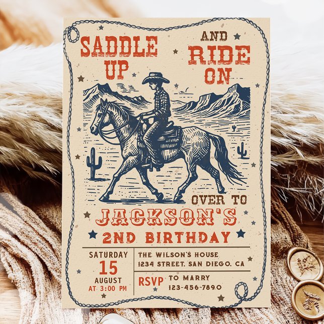 Invitation Saddup Rodeo Western Cowboy fête d'anniversaire (Créateur téléchargé)