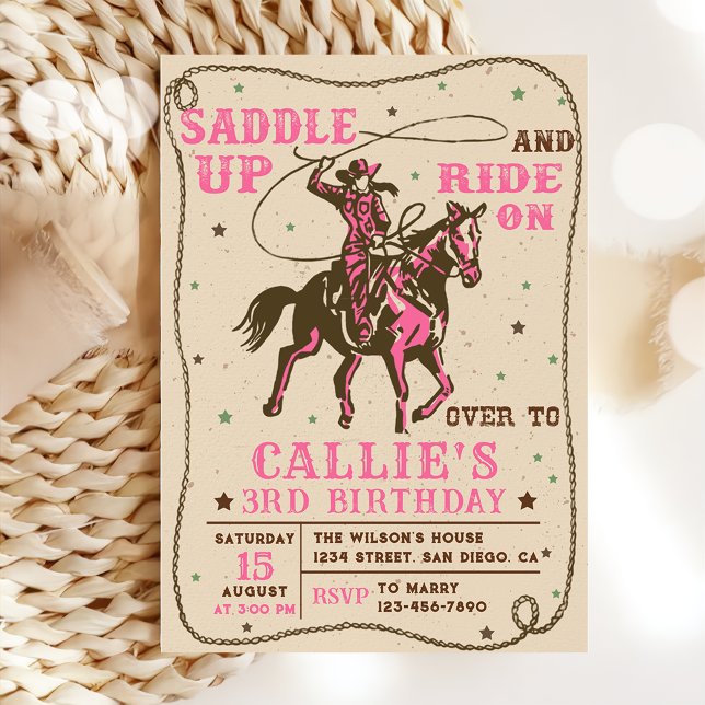 Invitation Saddup Rodeo Western Cowgirl fête d'anniversaire (Créateur téléchargé)
