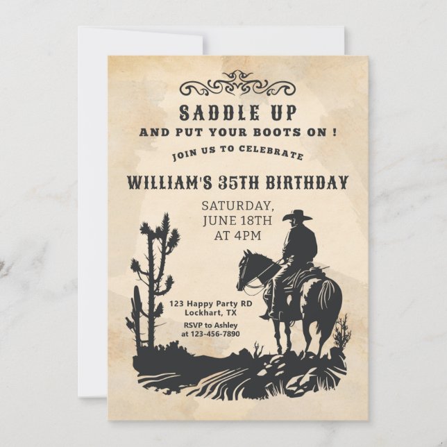 Invitation Saddup, Western Party, Cowboy Birthday (Devant)