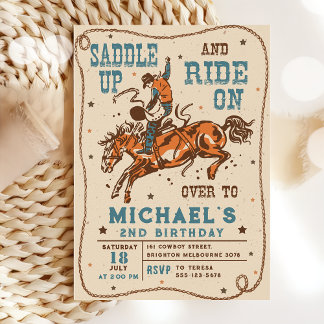 Invitation Saddup Western Rodeo Cowboy Anniversaire