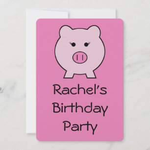 Invitation Sadie le cochon rose ~ Cute Girly Kawaii