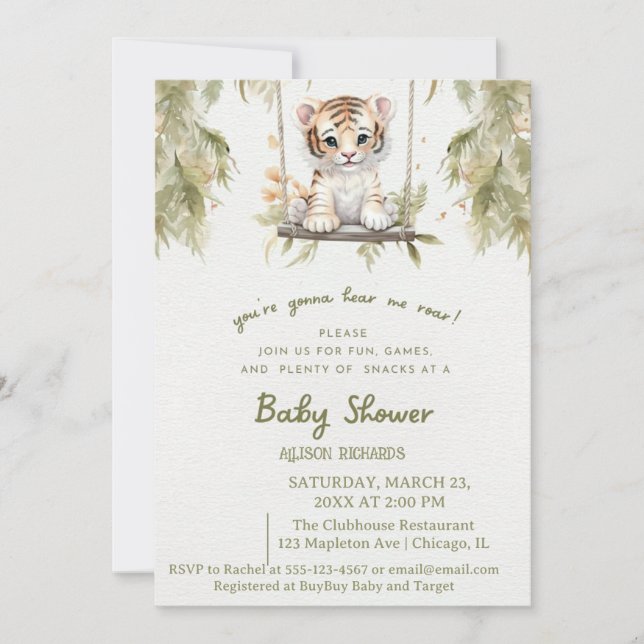 Invitation Safari à balançoire : l'aventure sauvage du lionce (Devant)