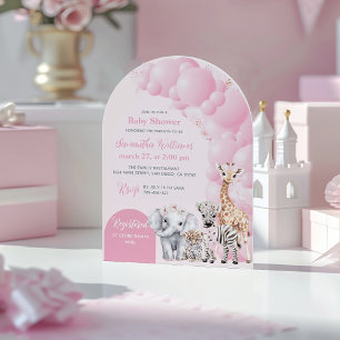 Invitation Safari animal Blush rose Boho bébé fille douche