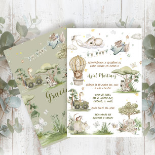 Invitation Safari Animal Boho Baby Shower