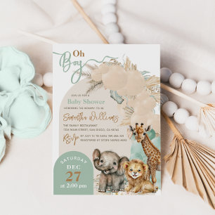 Invitation Safari animal Boho Oh Boy Baby shower