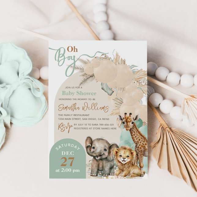 Invitation Safari animal Boho Oh Boy Baby shower (Créateur téléchargé)