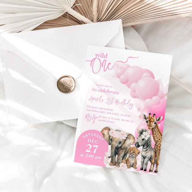 Invitation Safari animal Boho Wild One st Birthday (Créateur téléchargé)