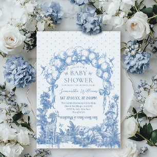 Invitation Safari animal Dusty Blue Toile bébé garçon douche