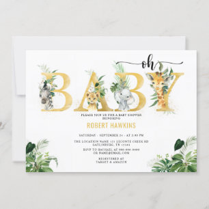 Invitation Safari Animal Editable Oh Baby shower